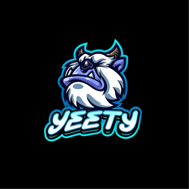 Vector plantilla de logotipo de mascota de cabeza yeti para negocios deportivos y equipo de juegos aislado en el fondo