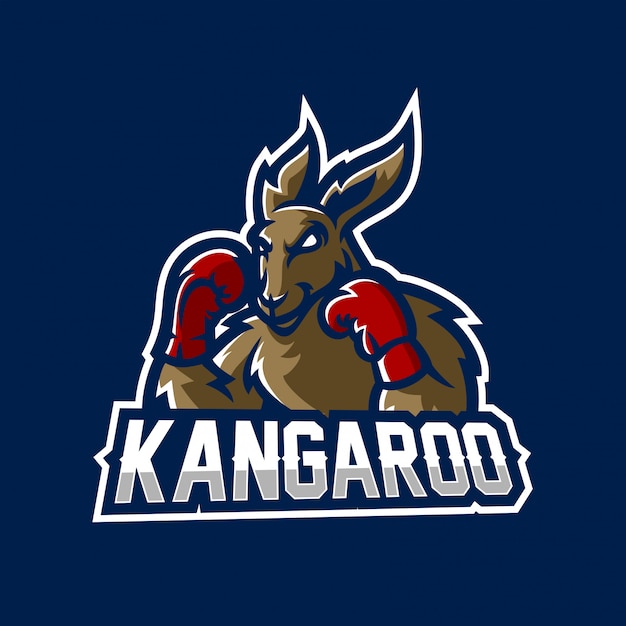 plantilla de logotipo de la mascota de canguro esport gaming