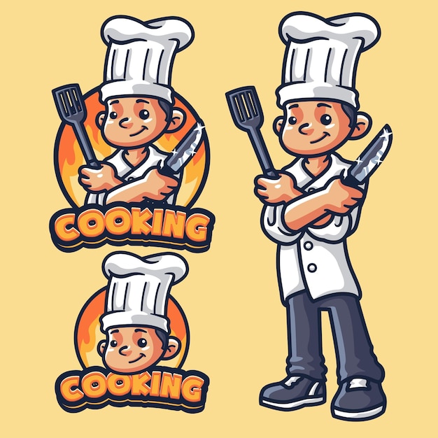 Plantilla de logotipo de mascota de cocina