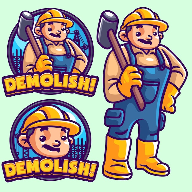 Plantilla de logotipo de mascota Demolish