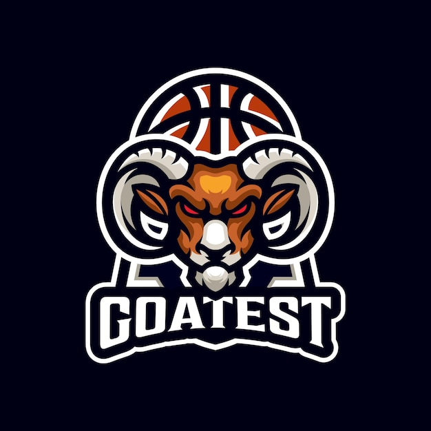 Plantilla de logotipo de mascota de deporte de equipo de cabra de canasta