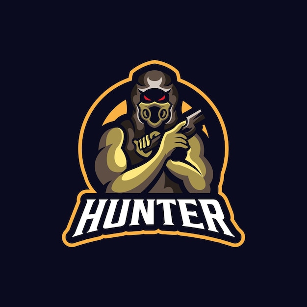 Plantilla de logotipo de mascota deportiva Shoot Hunter