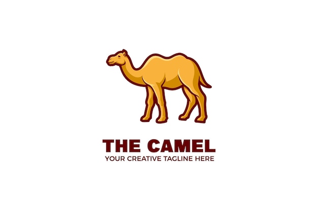 Plantilla de logotipo de mascota de dibujos animados de camello