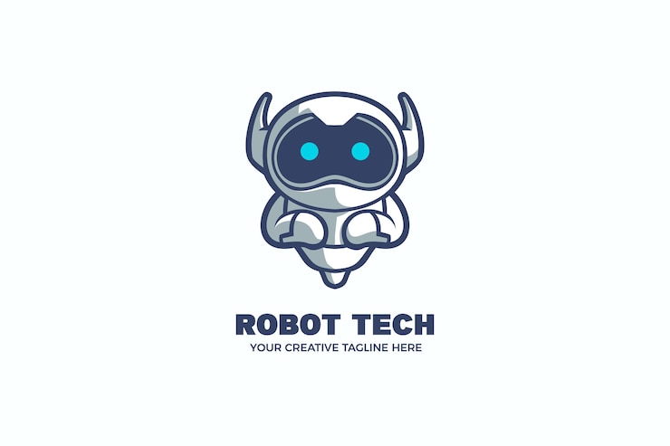 Vector plantilla de logotipo de mascota de dibujos animados de tecnología de robot