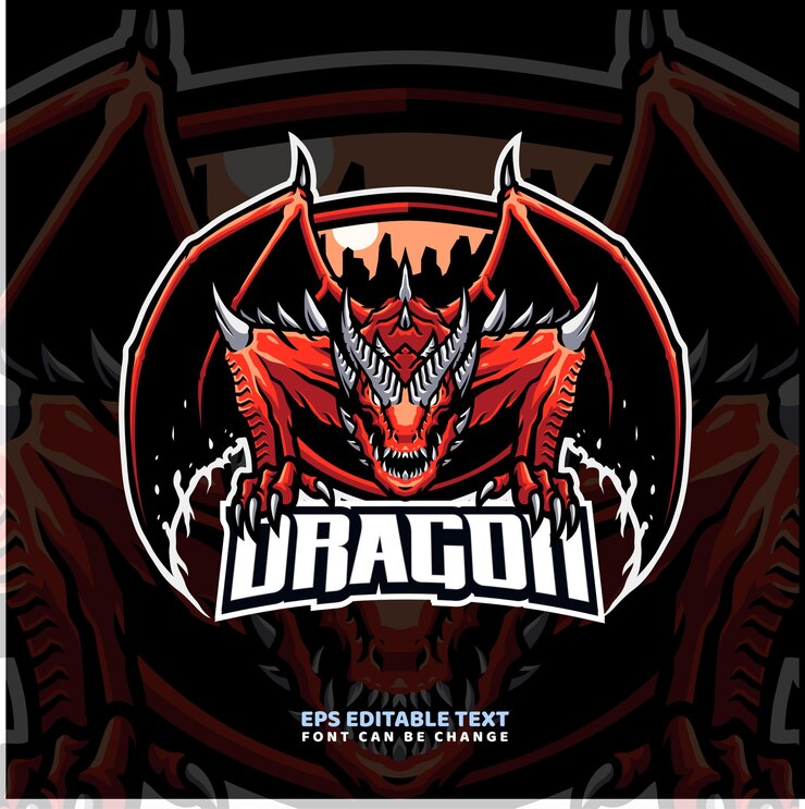 Plantilla de logotipo de mascota de dragón rojo