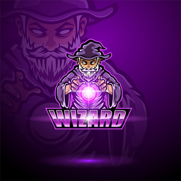 Vector plantilla de logotipo de mascota esport wizard