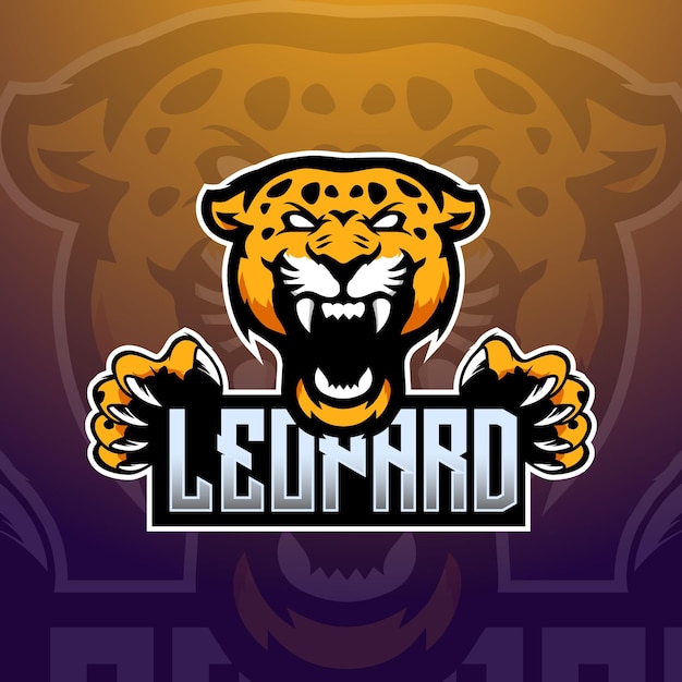 Plantilla de logotipo de mascota de juego de esport de jugador profesional de leopardo Vector Premium