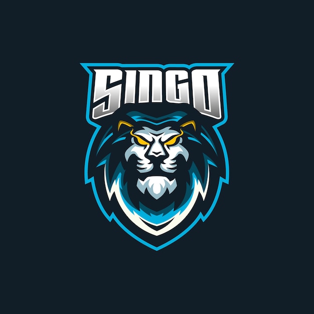 Plantilla de logotipo de mascota de juegos Lion esport
