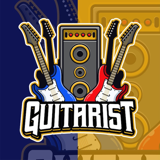 Plantilla de logotipo de mascota de música de guitarra