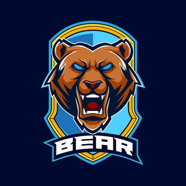 Plantilla de logotipo de mascota de oso pardo vectorial