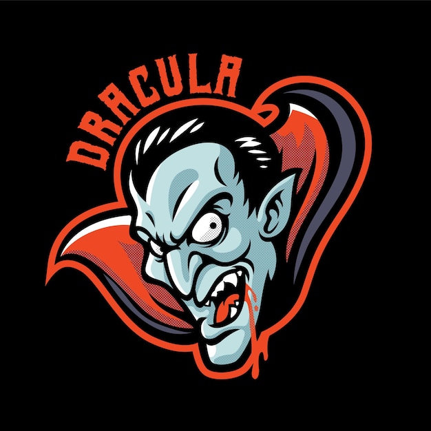 Plantilla de logotipo de mascota de personaje de Halloween de Drácula para equipo de juegos y deportes