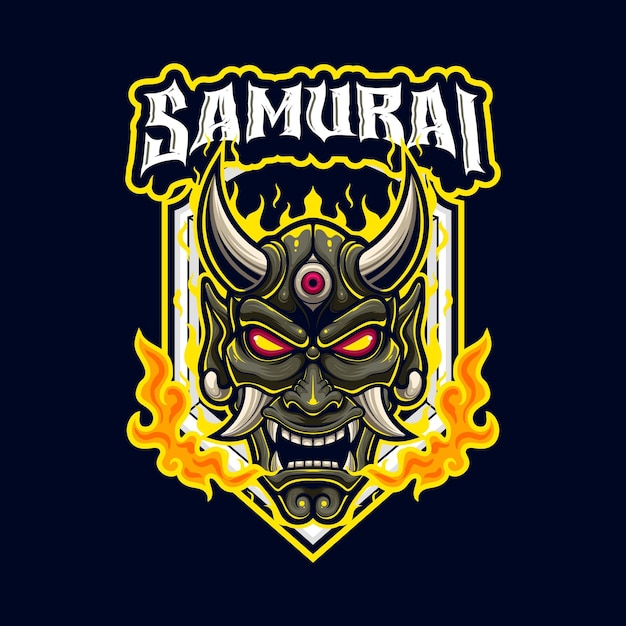 Plantilla de logotipo de mascota samurai vectorial para equipo de logotipo deportivo y deportivo