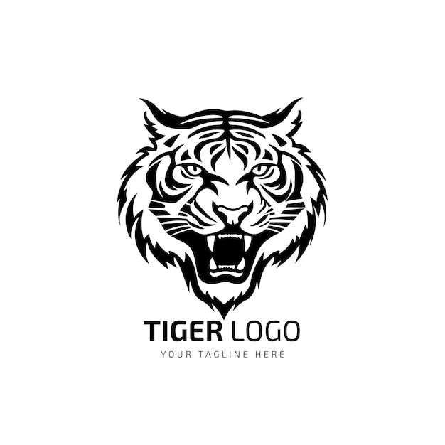 Plantilla de logotipo de mascota de vector aislado de silueta de tigre