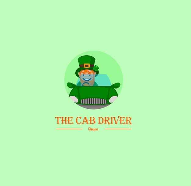 La plantilla de logotipo de mascota de vector de conductor de taxi