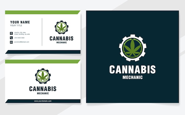 Plantilla de logotipo de mecánico de cannabis en estilo moderno