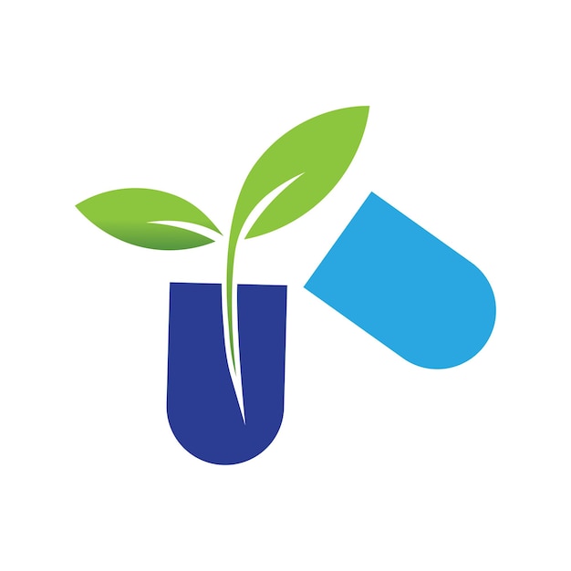 Plantilla de logotipo de medicina natural de suplemento herbario