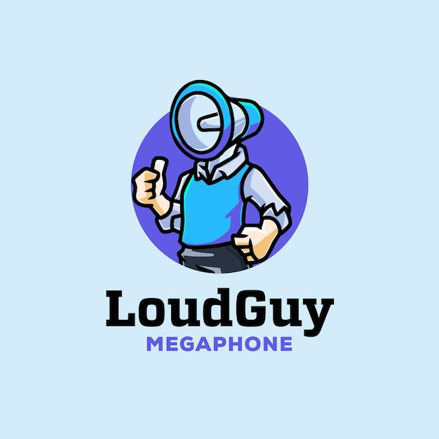 Plantilla de logotipo de megáfono de loud guy