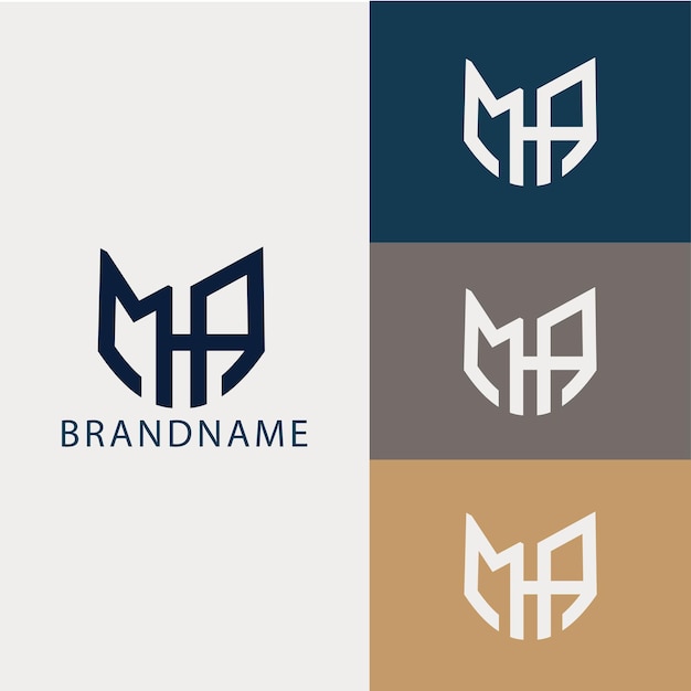 Plantilla de logotipo mha de letra inicial de monograma moderno