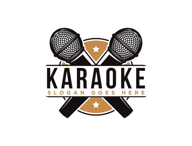 Plantilla de logotipo de micrófono de karaoke