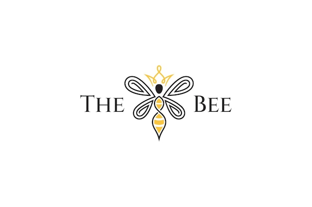 La plantilla de logotipo minimalista bee o queen bee luxury