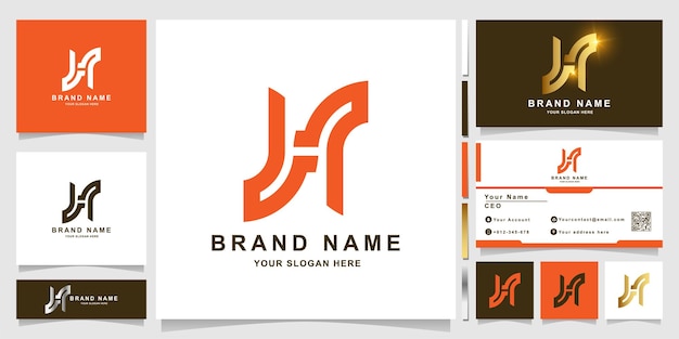 Plantilla de logotipo minimalista elegante letra H con tarjeta de visita