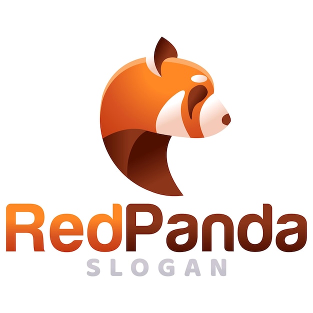 Plantilla de logotipo minimalista simple de diseño degradado vectorial moderno de lindo panda rojo