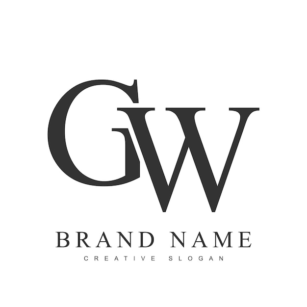 plantilla de logotipo de moda GW Letras iniciales g y w estilo de fuente clásico Logotipo creativo para el nombre o la identidad de la empresa