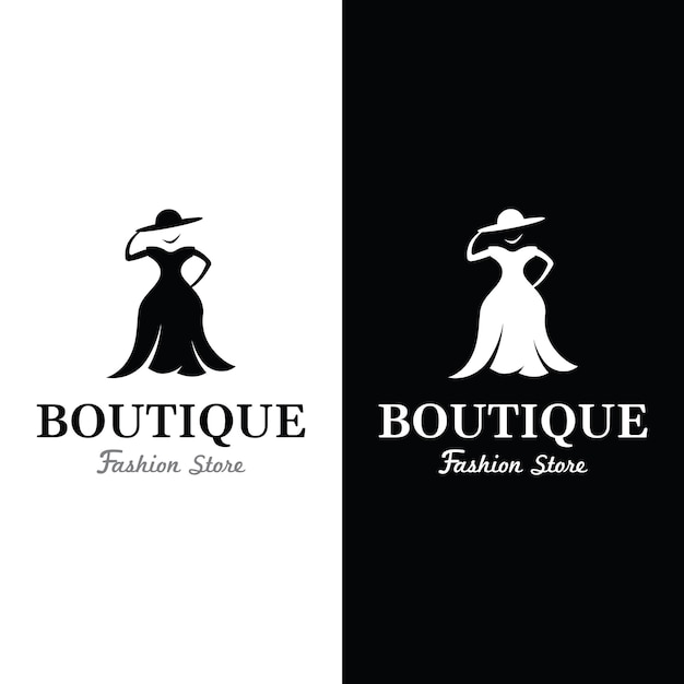 Plantilla de logotipo de moda de mujer con ropa de lujo de perchaLogo para negocioboutiquetienda de modamodelocompras y belleza