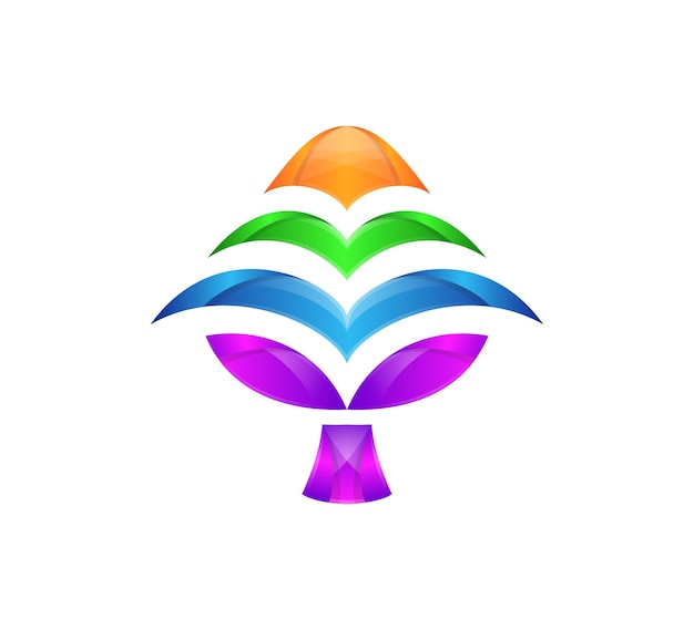 plantilla de logotipo moderno abstracto colorido la forma como ilustración de pájaro y árbol aislada en blanco