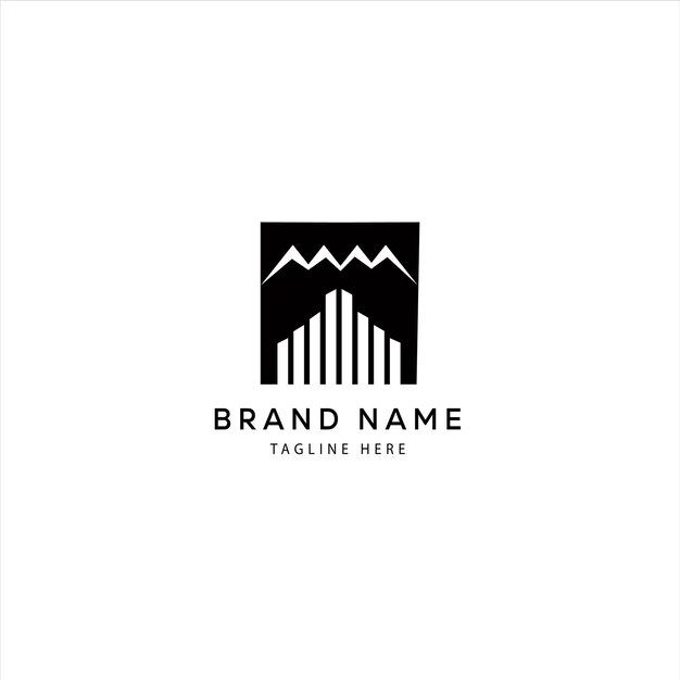plantilla de logotipo moderno de bienes raíces y colinas