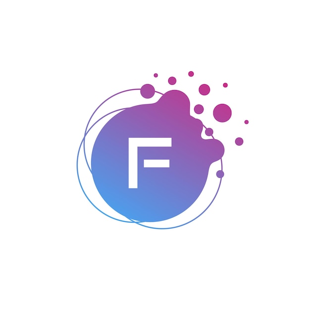 Plantilla de logotipo moderno de burbuja líquida inicial de letra F