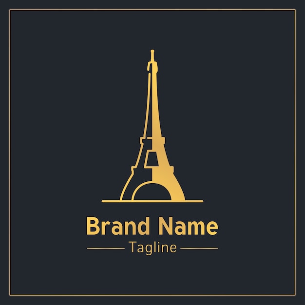 Plantilla de logotipo moderno dorado de la torre eiffel