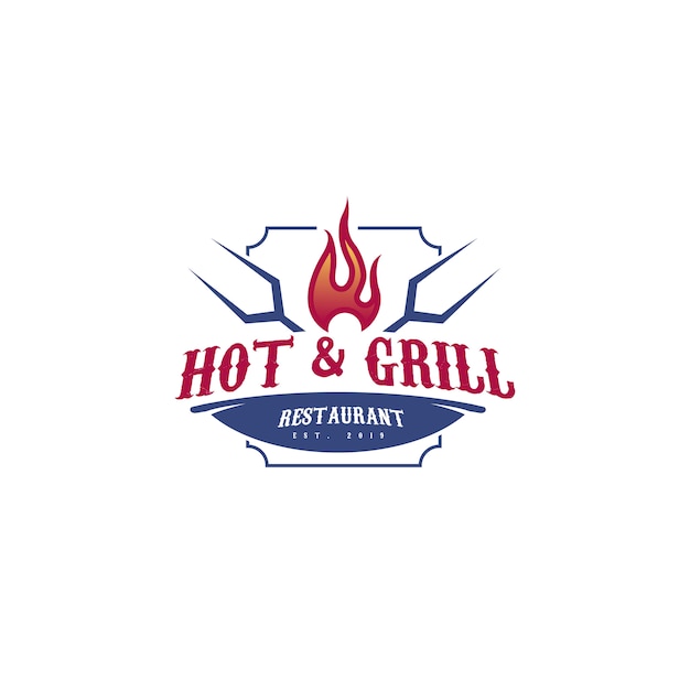 Plantilla de logotipo moderno hot & grill