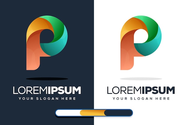 Vector plantilla de logotipo moderno letra p