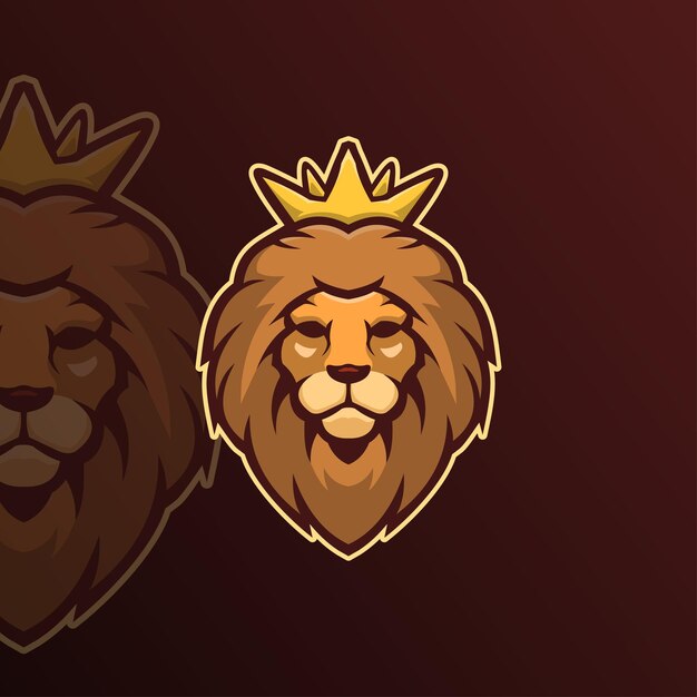 Plantilla de logotipo moderno de la mascota de la cabeza del rey león