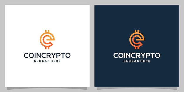 Plantilla de logotipo de moneda criptográfica con letra inicial e Icono de dinero digital vectorial