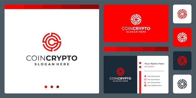 Plantilla de logotipo de moneda crypto con letra inicial c. icono de vector de dinero digital, cadena de bloques, símbolo financiero.