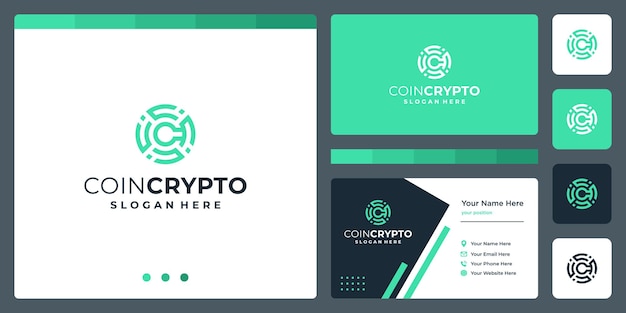 Plantilla de logotipo de moneda crypto con letra inicial c. icono de vector de dinero digital, cadena de bloques, símbolo financiero.