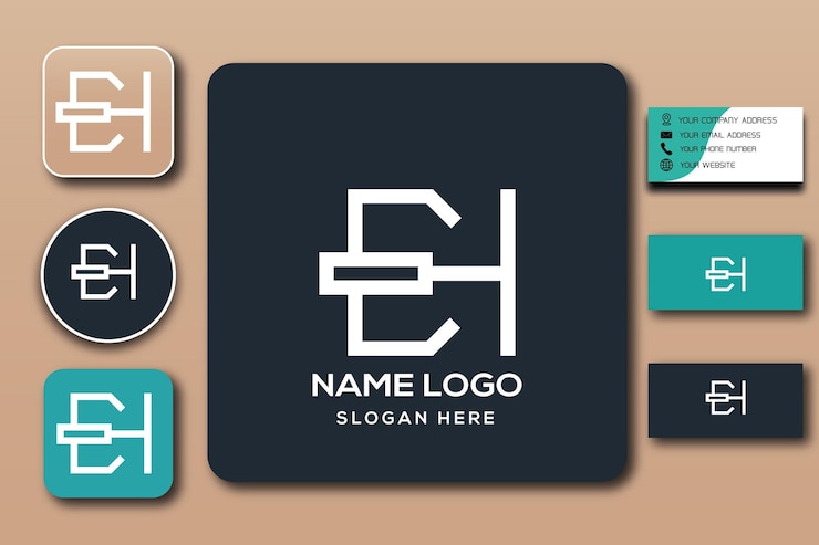 Vector plantilla de logotipo de monograma eh