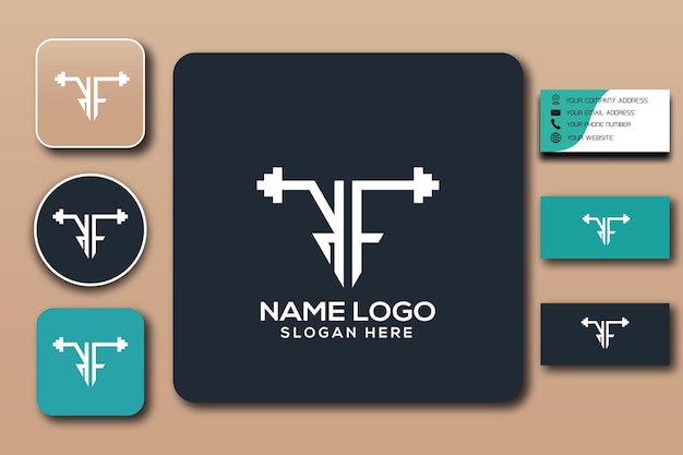 Plantilla de logotipo de monograma de gimnasio combinado KF color editable