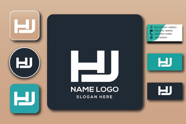Plantilla de logotipo de monograma HJ