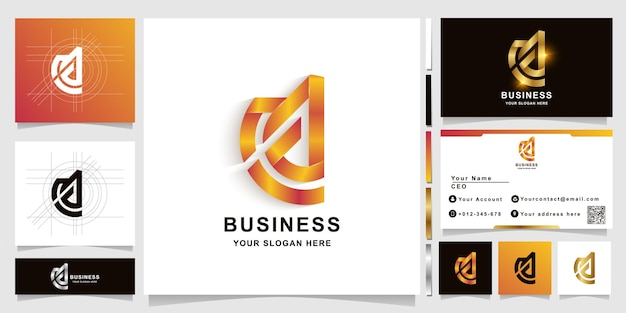 Plantilla de logotipo de monograma letra AC o CA con diseño de tarjeta de visita