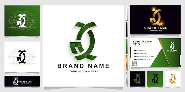 Plantilla de logotipo de monograma de letra ac o gc con diseño de tarjeta de visita