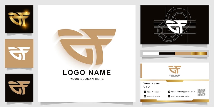 Vector plantilla de logotipo de monograma de letra af o ff con diseño de tarjeta de visita