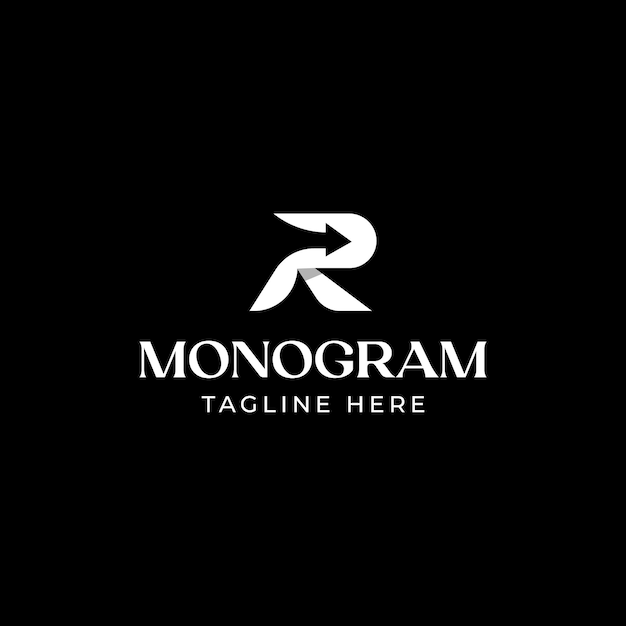 Plantilla de logotipo de monograma letra inicial R