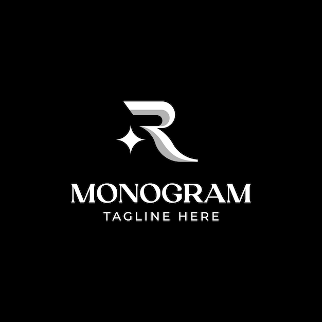 Plantilla de logotipo de monograma letra inicial R