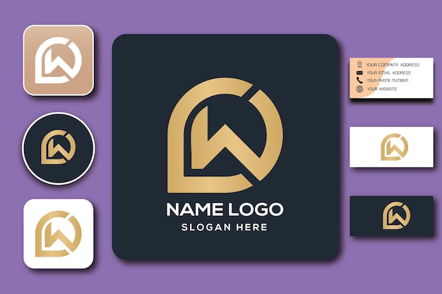 plantilla de logotipo de monograma lw