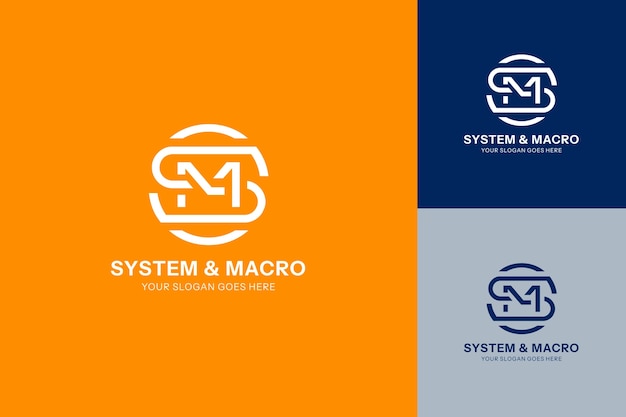 Vector plantilla de logotipo de monograma sm de diseño plano