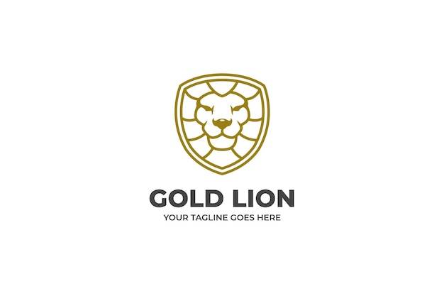 Plantilla de logotipo Monoline de cabeza de león dorado