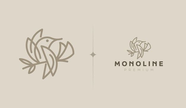 Plantilla de logotipo de monolínea de pájaro Símbolo premium creativo universal Logotipo de icono de signo vectorial